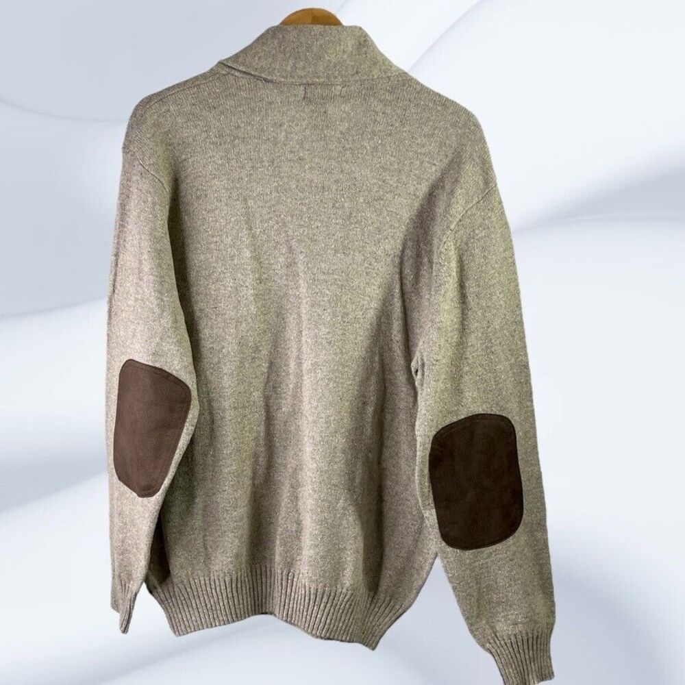 Dockers Mens Chino Tan Shawl Collar Elbow Patch NWT Wool Blend Sweater Size L - Picture 4 of 7
